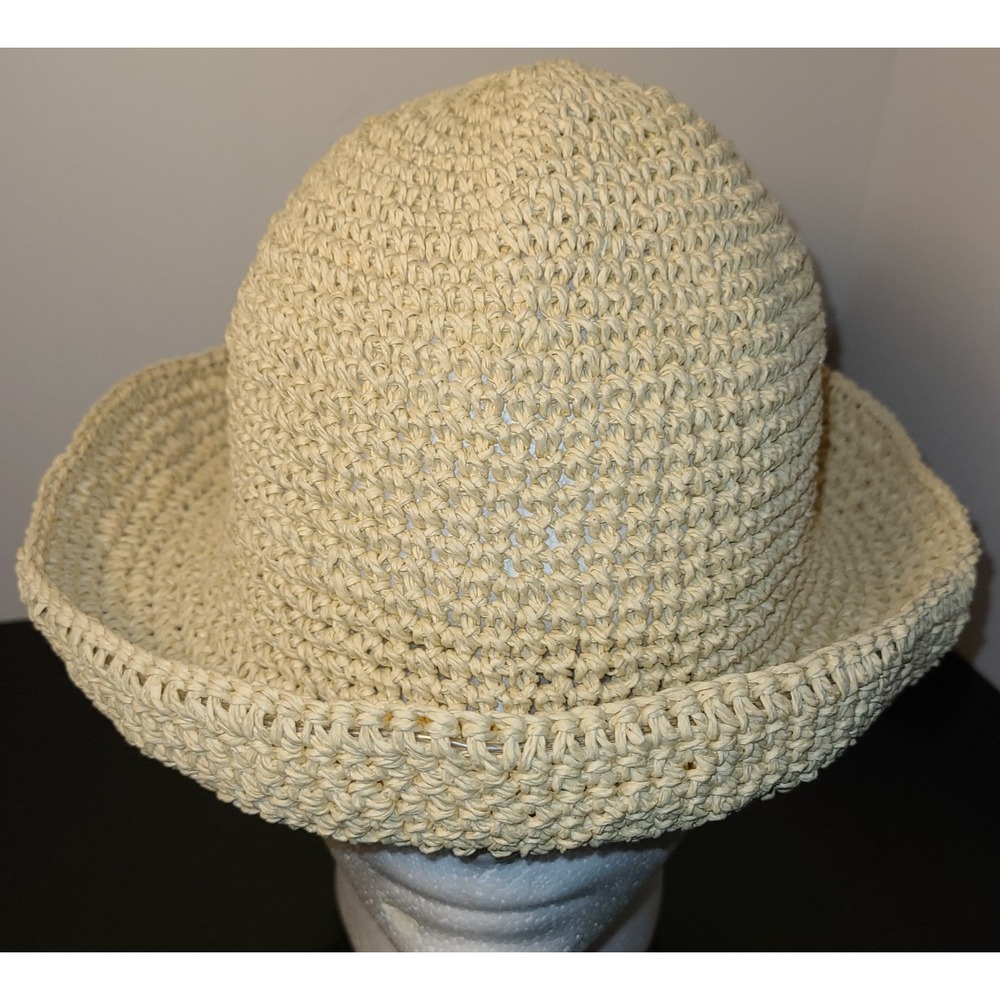 NWOT J.Crew Packable Straw Paper Sun Bucket Summer Hat Beige OS woven Vacation
